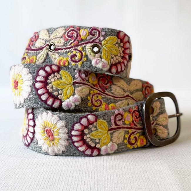 Heather Grey Embroidered Belt | Jenny Krauss display picture 3